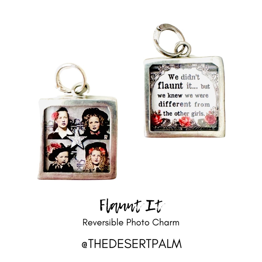 Flaunt It Reversible Photo Charm ✨ | Vintage Inspired Quote Pendant